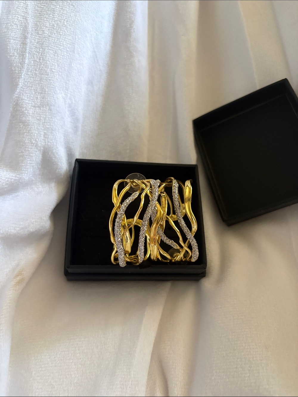 Alexis Bittar Gold and Silver Twisted Wave Earrings